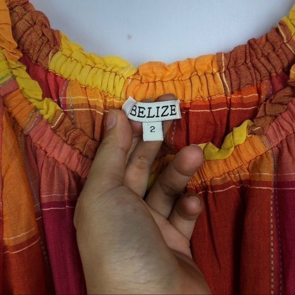 Belize orange yellow plaid boho dress - Picture 3 of 10